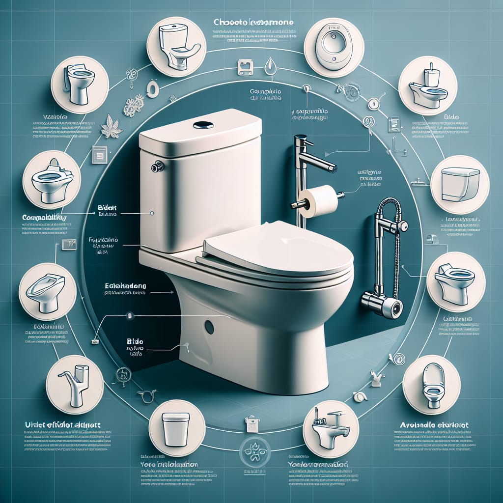 Illustration of a bidet conversion diagram with labeled components and features.