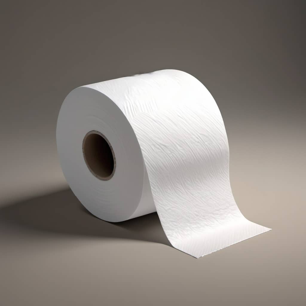 A roll of white textured paper with a visible pattern, partially unrolled.