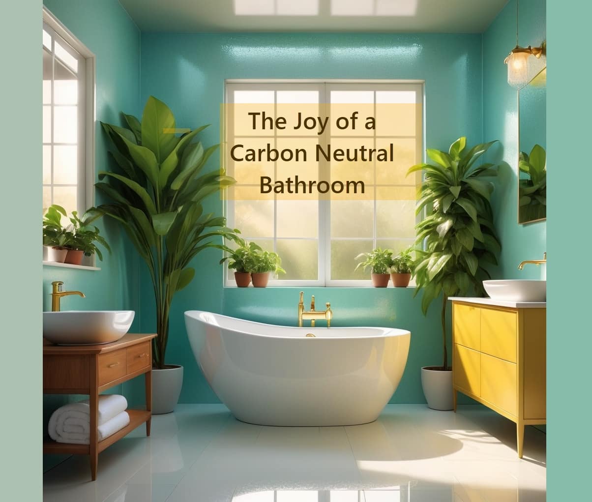 A bright bathroom featuring a white freestanding bathtub, green walls, and indoor plants.