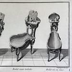 Three historical bidet designs illustrated in a detailed engraving from the 18th century.