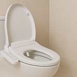 A modern bidet toilet featuring a white design and a remote control on the side.