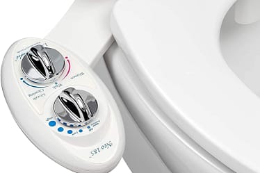 Close-up of a bidet control panel featuring adjustable water temperature and pressure settings.
