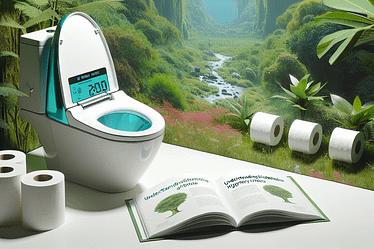 A modern bidet toilet featuring a digital display and a book on a white surface.