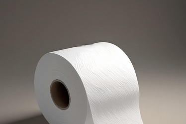 A roll of white textured paper with a visible pattern, partially unrolled.