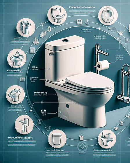 Illustration of a bidet conversion diagram with labeled components and features.