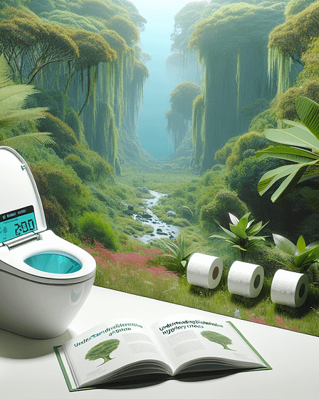 A modern bidet toilet featuring a digital display and a book on a white surface.
