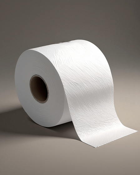 A roll of white textured paper with a visible pattern, partially unrolled.