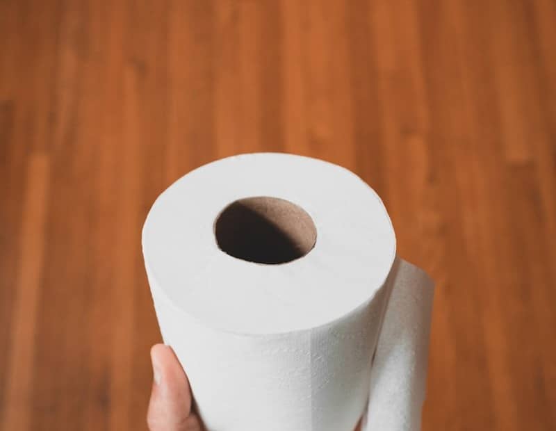 person holding white toilet paper roll