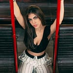 woman in black crop shirt